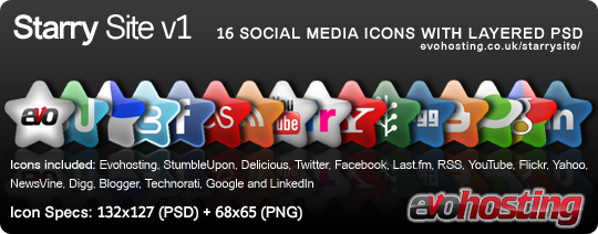 Star-Shaped Social Icons Star-Shaped Social Icons
